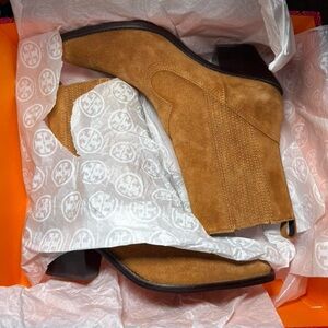 Tory Burch Brown Suede Chelsea Boots
